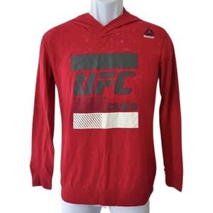 Reebok UFC XCIII Fight For Yours Red Hoodie Distressed Lightweight Hoodie sz S